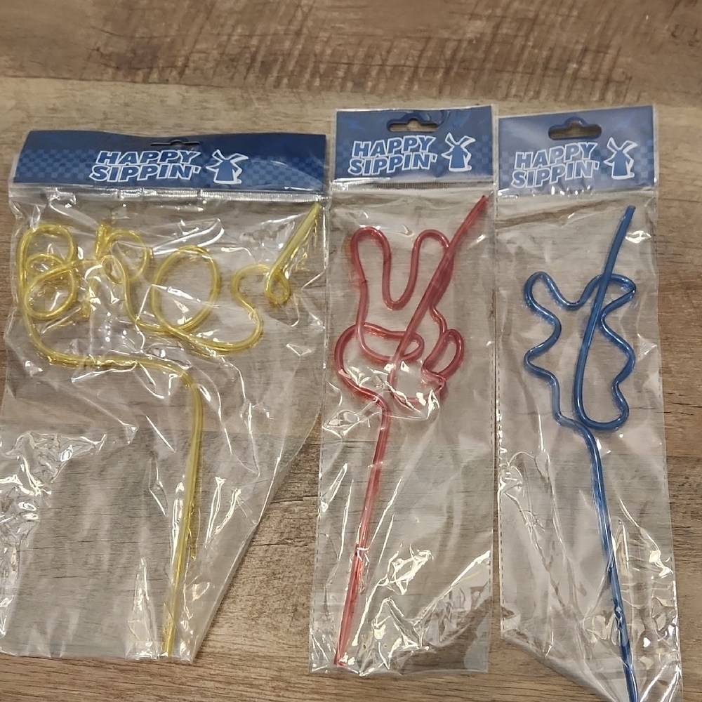 Fun Shaped Straws - Yellow, Red, and Blue